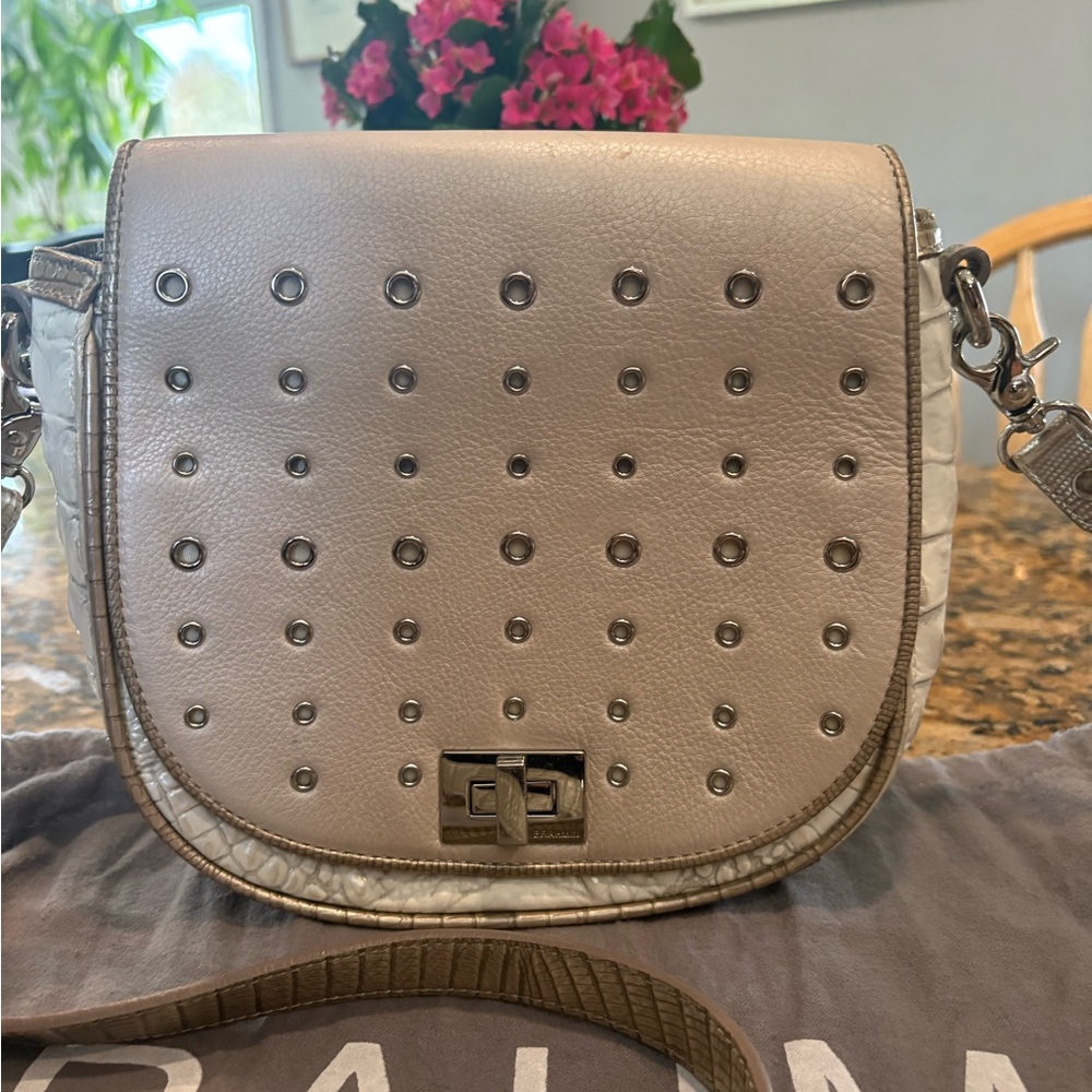 Brahmin Cream Crossbody Bag with gromet  Detailing